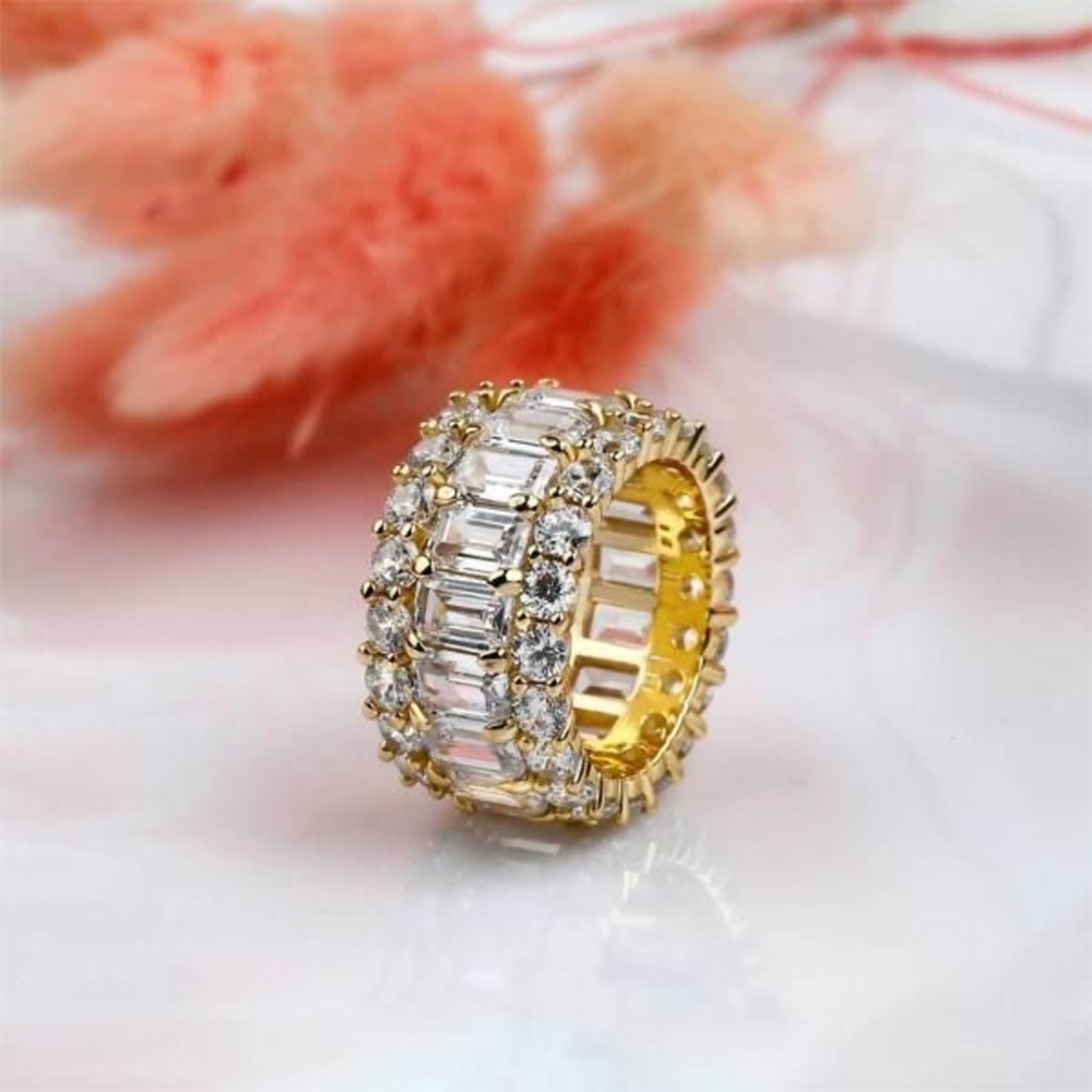 ITALO 3 ROW CREATED WHITE SAPPHIRE BAND sz 5